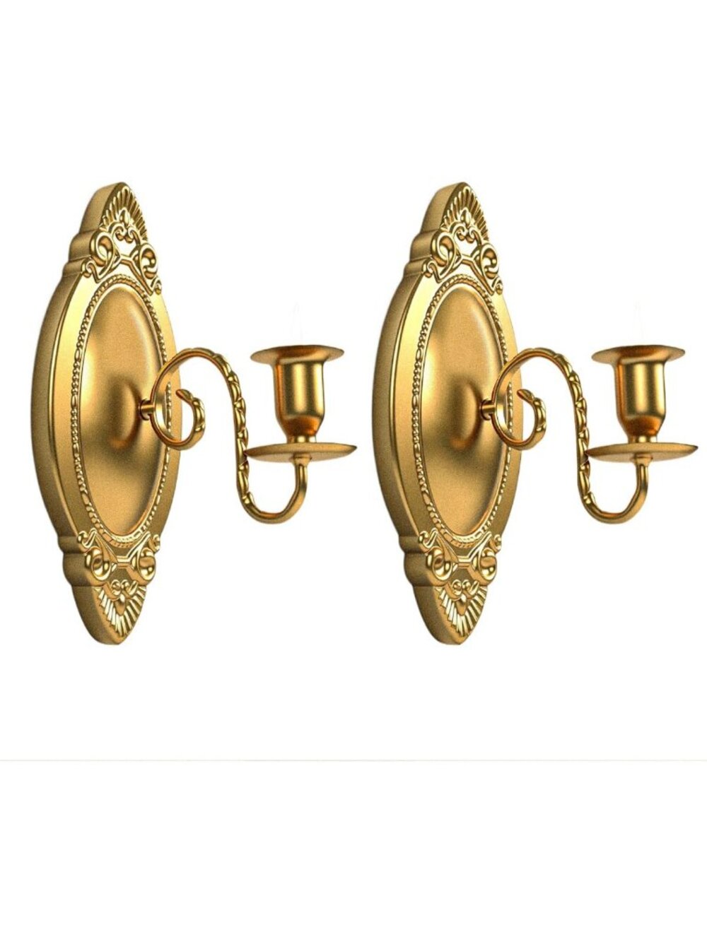 Victorian Brass Candle Sconces Set of 2 | Rustic Metal Wall Decor for Home